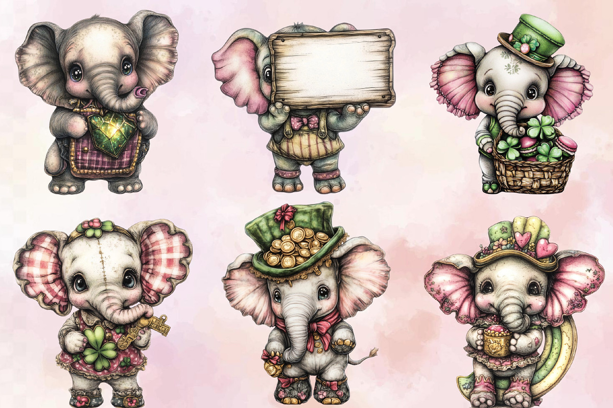 Whimsical St Patrick Elephant Clipar, an Illustration by SVGArt (Photo 4 of 9)