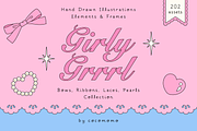 Girly Grrrl - Hand Drawn Clipart, a Decorative Illustration by cocomomo (Thumbnail 1 of 16)