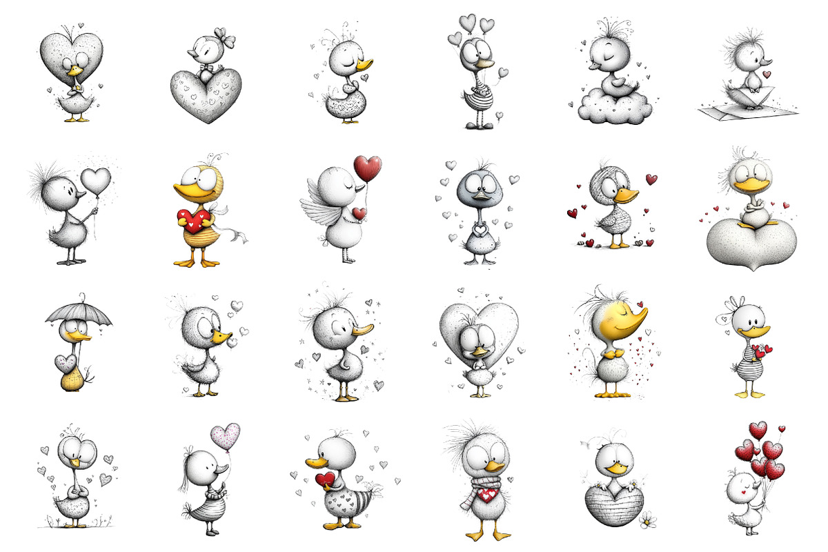 Cute Baby Duck Valentine Clipart, an Illustration by designcity5 (Photo 2 of 5)
