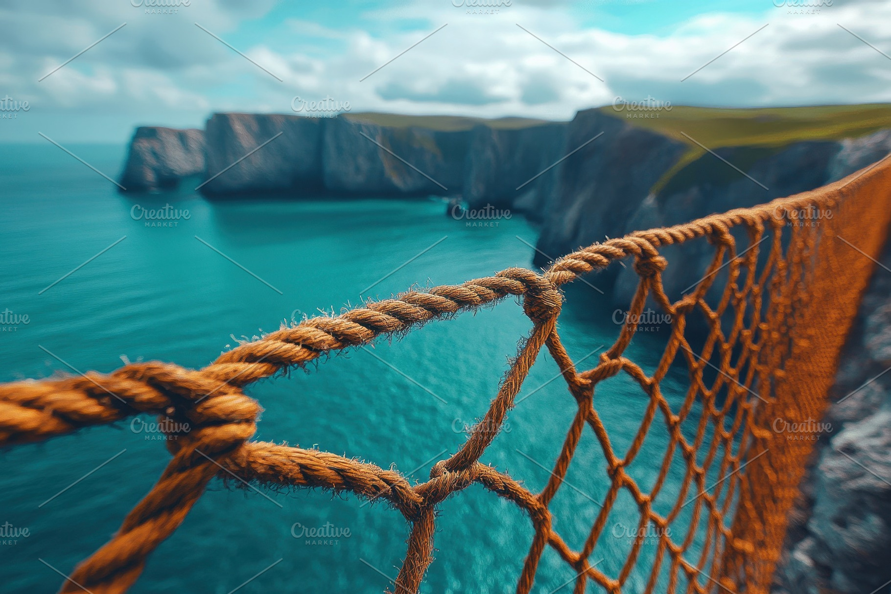 View of coastal cliffs and tranquil, a Photo by Tanuart