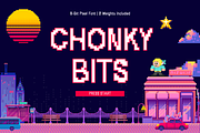 Chonky Bits – A Pixel Font, a Sans Serif Font by Creativetacos (Thumbnail 1 of 9)
