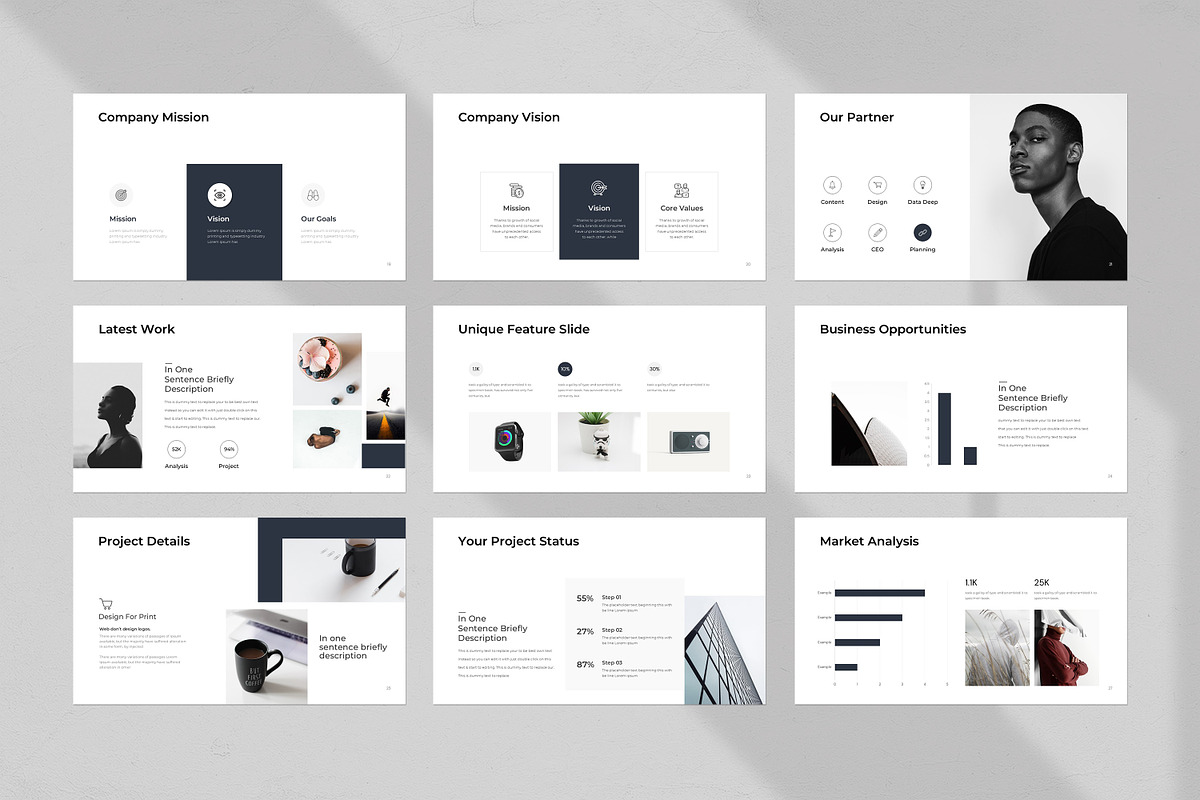 Simple Minimal Presentation Template preview 8