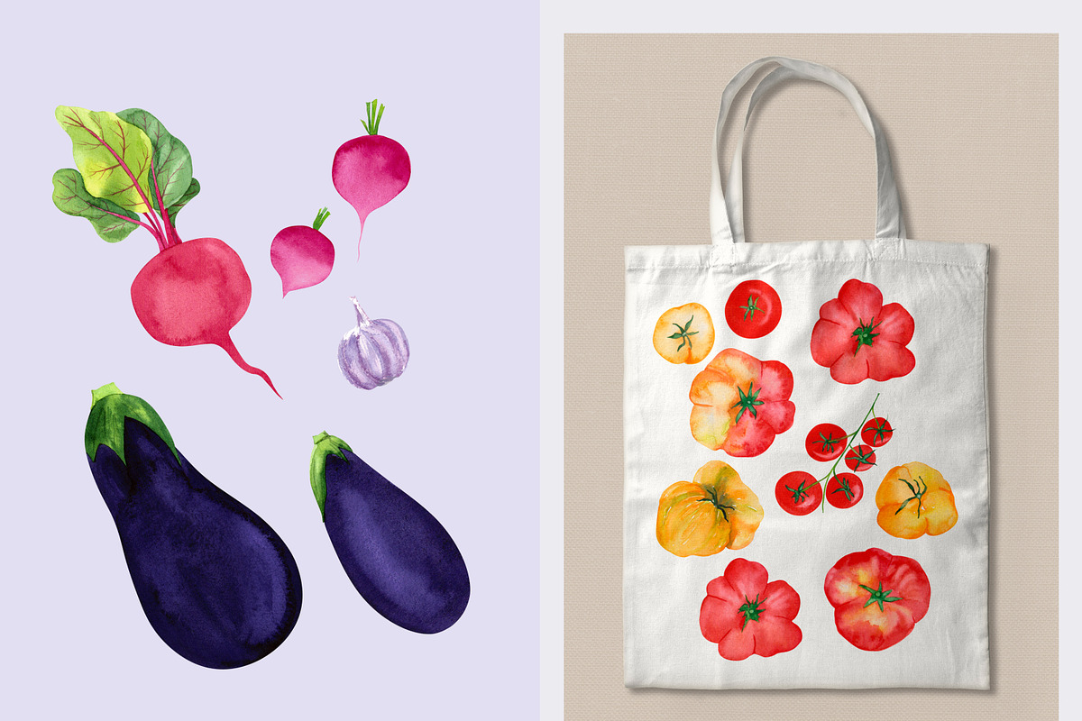 Watercolor vegetables, a Food Illustration by LeriaArt watercolor (Photo 5 of 5)