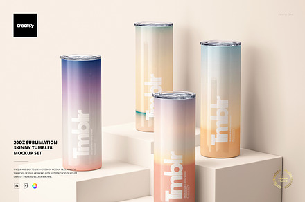 20oz Skinny Tumbler Mockup Set, a Product Mockup by creatsy5