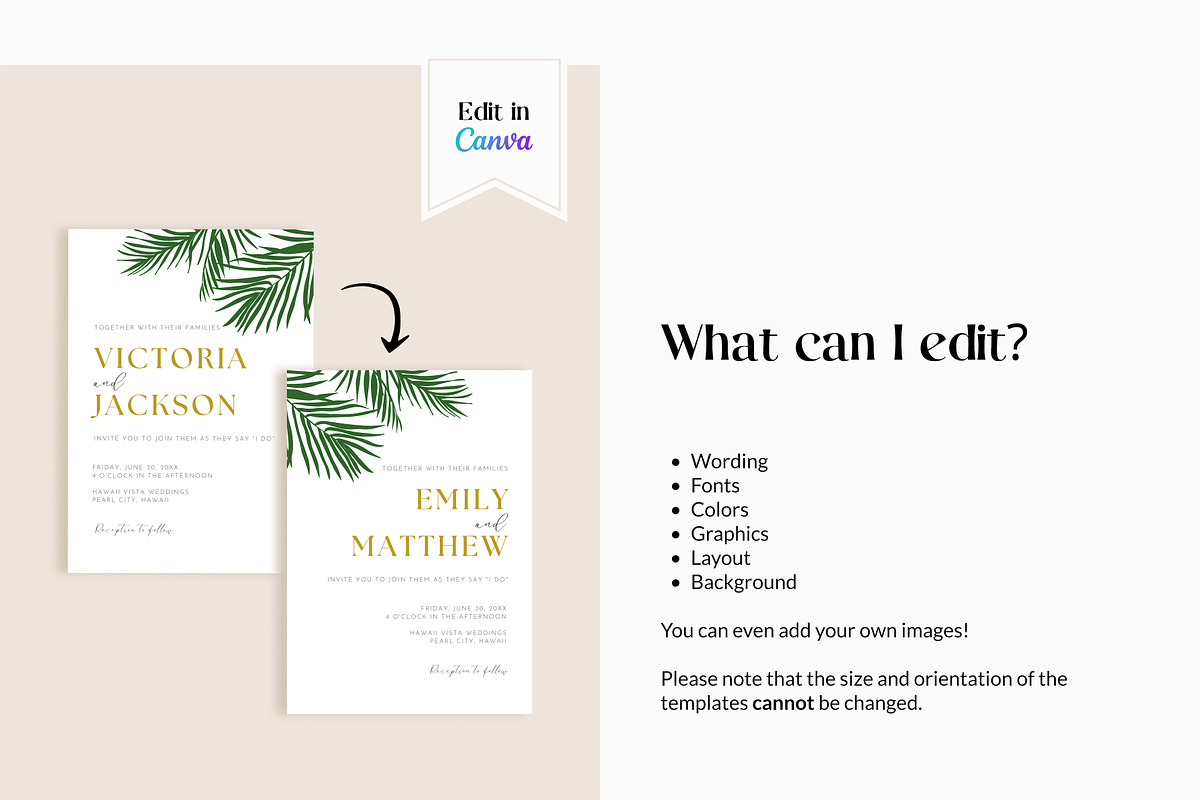 Tropical Wedding Invitation Template, an Invitation Template by Cottontail Paper Shop (Photo 5 of 7)