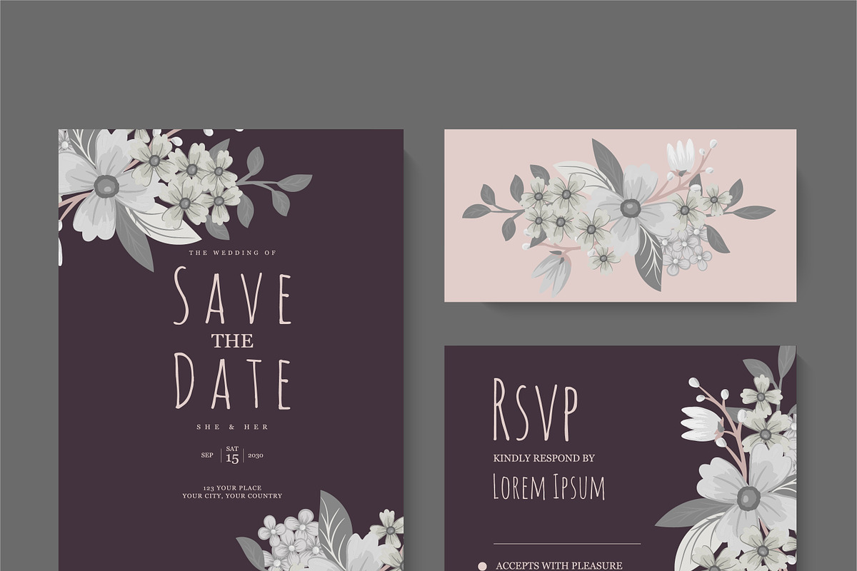Wedding Invitation, save the date, an Invitation Template by Doodle_flower