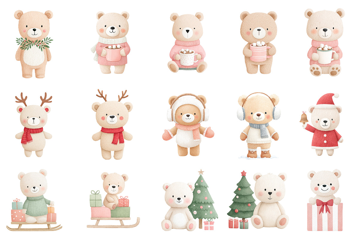 Christmas Teddy Bear Clipart, an Illustration by Designworld (Photo 2 of 4)