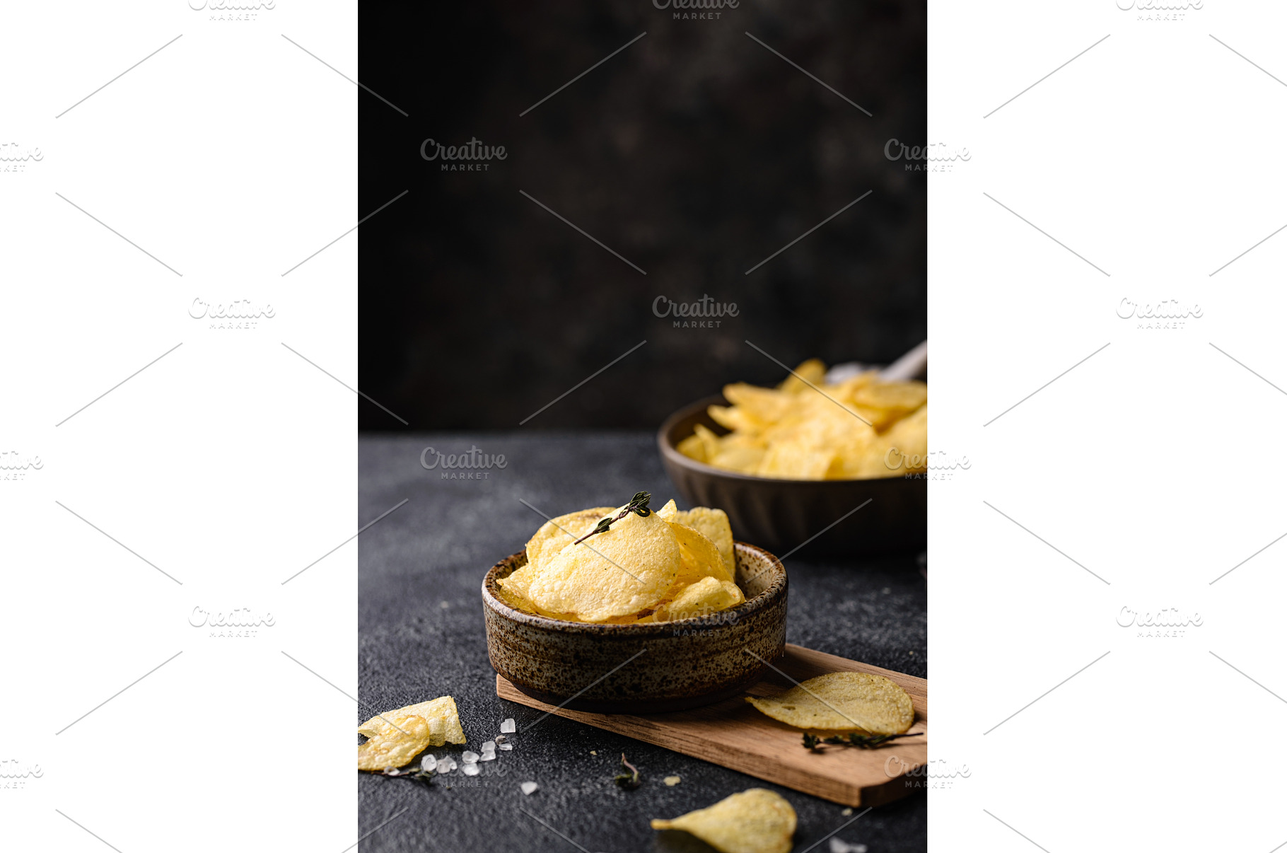 Crispy salty homemade potato chips, a Food & Drink Photo by Yulia Furman