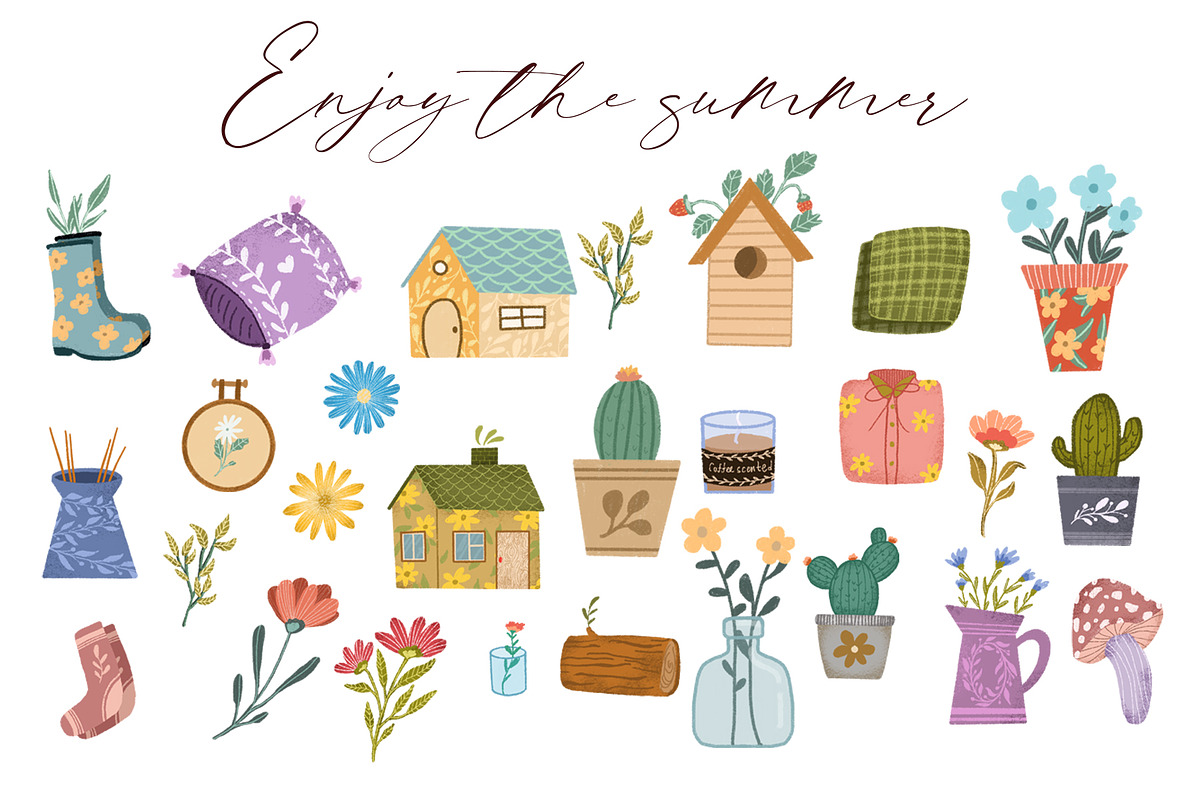 Summer hygge clipart &digital papers, a Seasonal Illustration by Yelloo Fish (Photo 6 of 10)