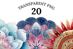 20 Watercolor Mandala Clipart, a Decorative Illustration by Pati Charm Studio