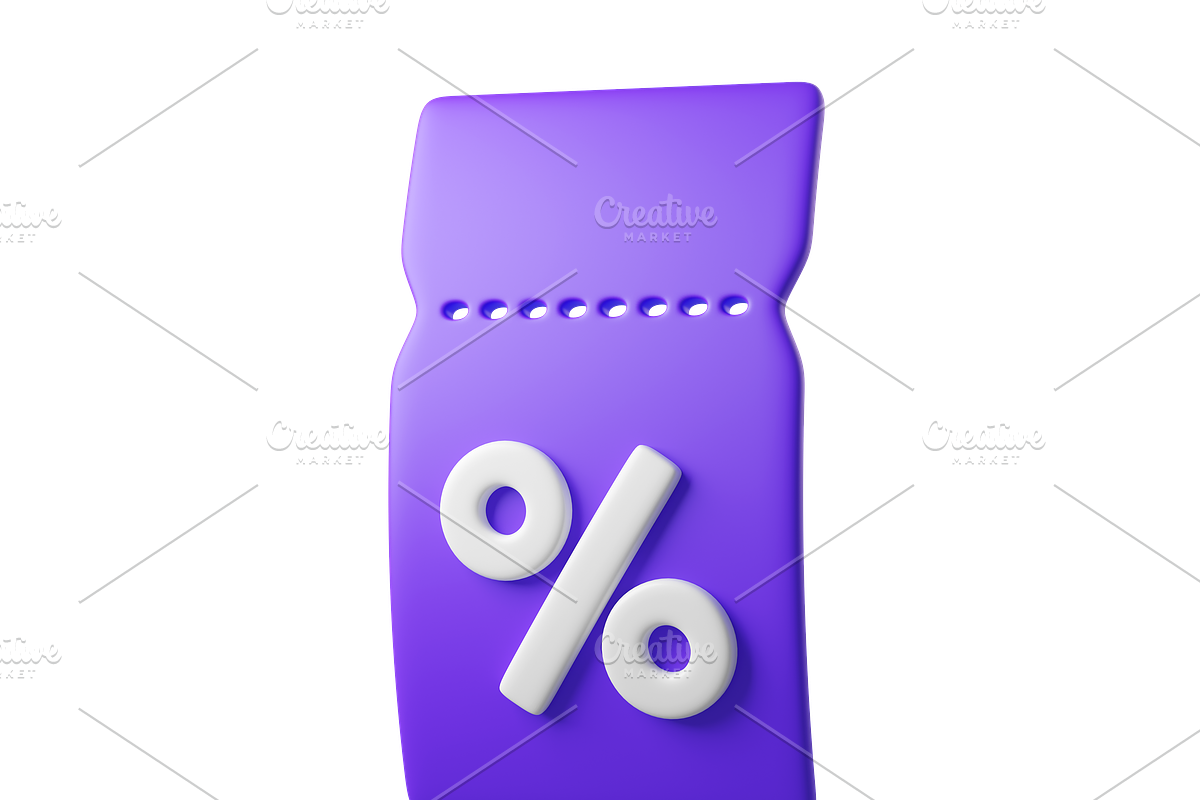 Flying purple 3D discount coupon, an Object 3D Model by Hannet (Photo 5 of 8)