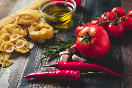 Tasty appetizing italian spaghetti pasta ingredients for kitchen, a Food & Drink Photo by Ministocker