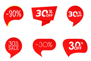 30% sale or discount tag or sticker.