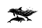 Dolphin Jumping Silhouette Vector, an Illustration by Designs_River (Thumbnail 12 of 51)
