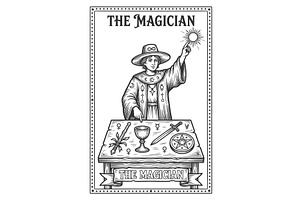 Vintage Magician Tarot Card vector, an Illustration by AlexArt