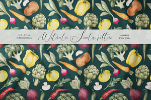 Summer Vegetables pattern, a Pattern Graphic by SirenaArt