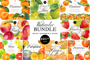 Fruit & Vegetable Watercolor Bundle