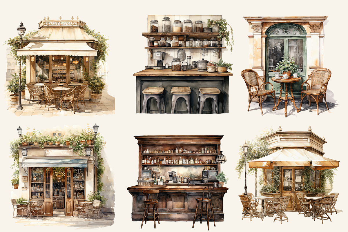 Watercolor Coffee Clipart, an Illustration by NadiaTheronArt (Photo 4 of 5)