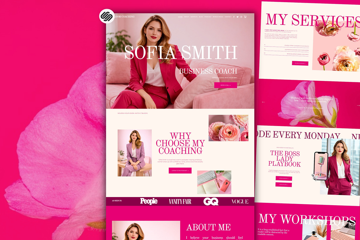 Bold Pink Coach Squarespace Template, a Squarespace Template by Sofia Designs (Photo 1 of 11)