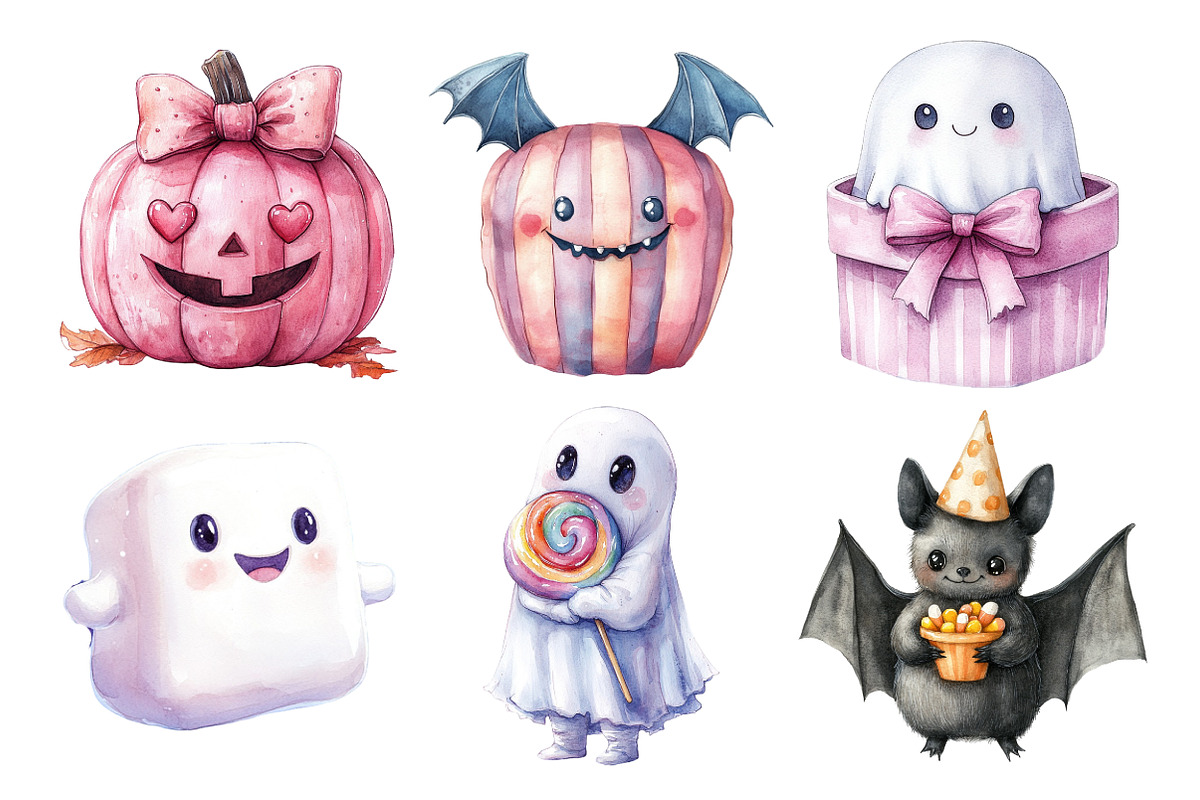 Watercolor Sweet Halloween Clipart, an Illustration by Daily.Designs (Photo 3 of 5)
