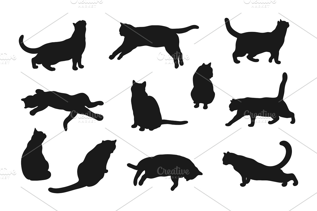 Cat Silhouettes Collection, an Animal Illustration by PsychocheArt (Photo 2 of 3)