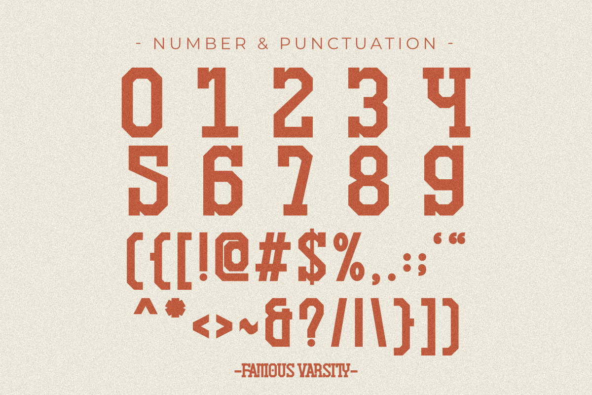 Famous Varsity - Vintage Slab Serif, a Slab Serif Font by Pian45 Studio (Photo 3 of 12)