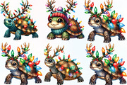 Watercolor Christmas Turtle Clipart, an Illustration by CraftArtStudio (Thumbnail 2 of 6)