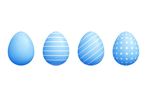 3d blue pastel Easter egg vector set, an Object Illustration by YuliiaOsadcha