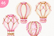 Hot Air Balloon Clipart, a Transportation Illustration by TitaLivingArt (Thumbnail 2 of 11)