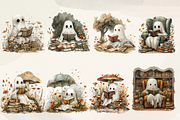 Boho Ghosts Reading Clipart, an Illustration by NadiaTheronArt (Thumbnail 3 of 4)