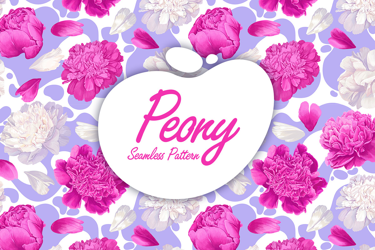 Peonies & Colored Splashes, a Pattern Graphic by MarynaPetrovska (Photo 1 of 11)