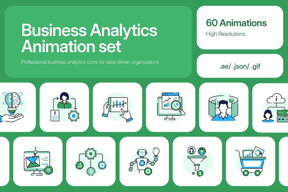 Animated Business Analytics Icons, a Duotone Icon by Prosymbols (Photo 1 of 3)