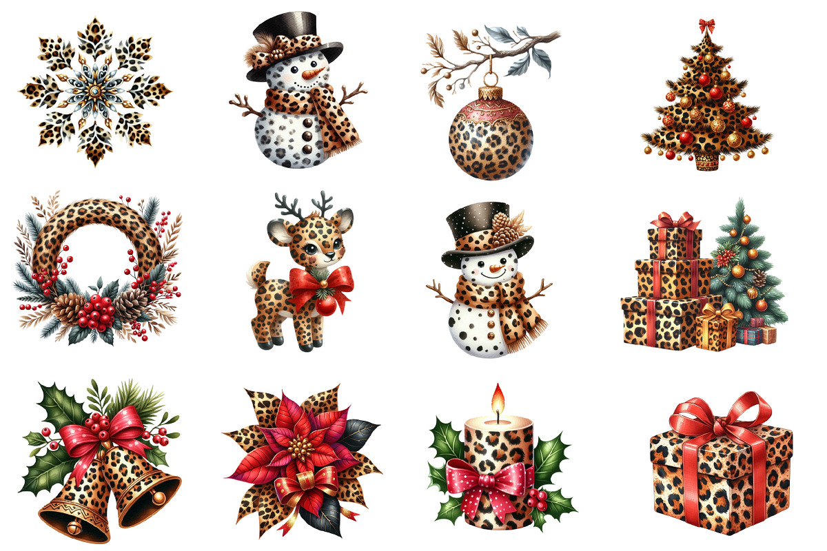 Leopard Christmas Clipart, an Illustration by Designworld (Photo 3 of 5)
