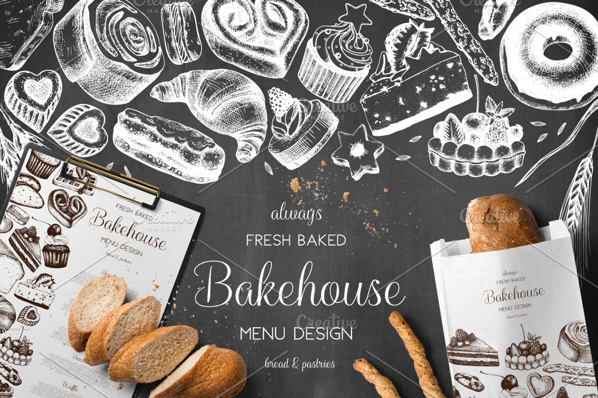 Bakery Menu Design, a Food Illustration by Yevheniia (Photo 1 of 5)