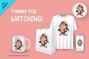 Pensive Cartoon Monkey. Crafting, an Animal Illustration by KENO Mascots (Thumbnail 3 of 3)