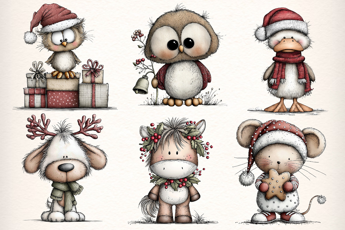 Whimsical Christmas Clipart Bundle, an Illustration by Dream Creation (Photo 4 of 7)
