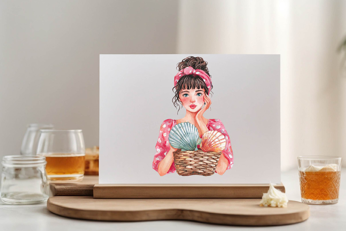 Watercolor Girly Summer Clipart, an Illustration by SVGArt (Photo 2 of 9)