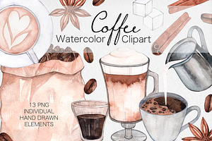 Watercolor Coffee Clipart