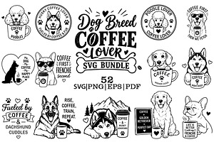 Dog breed coffee lover svg bundle