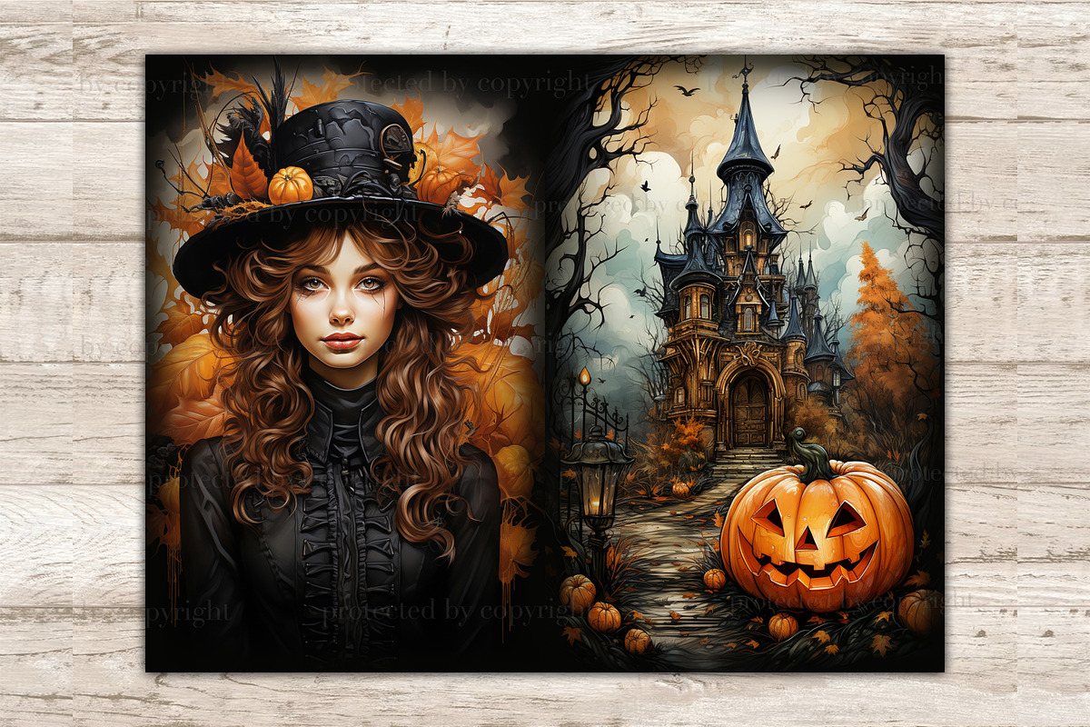 Halloween Junk Journal Pages, a Person Illustration by GlamArtZhanna (Photo 5 of 9)