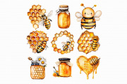 Watercolor Honey Clipart, an Illustration by Libby Wishes (Thumbnail 2 of 5)