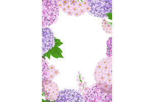 Hydrangea flower frame. Hand drawn, an Object Illustration by Nenahliadava Design