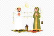 Muslim Couple Greeting for Eid, a Person Illustration by Partikusi Design (Thumbnail 3 of 3)