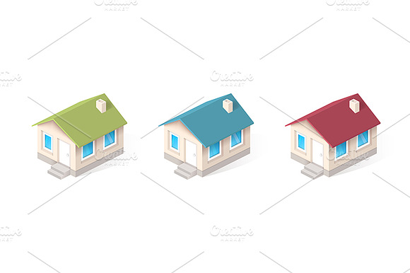 House Isometric Vector Icons Set
