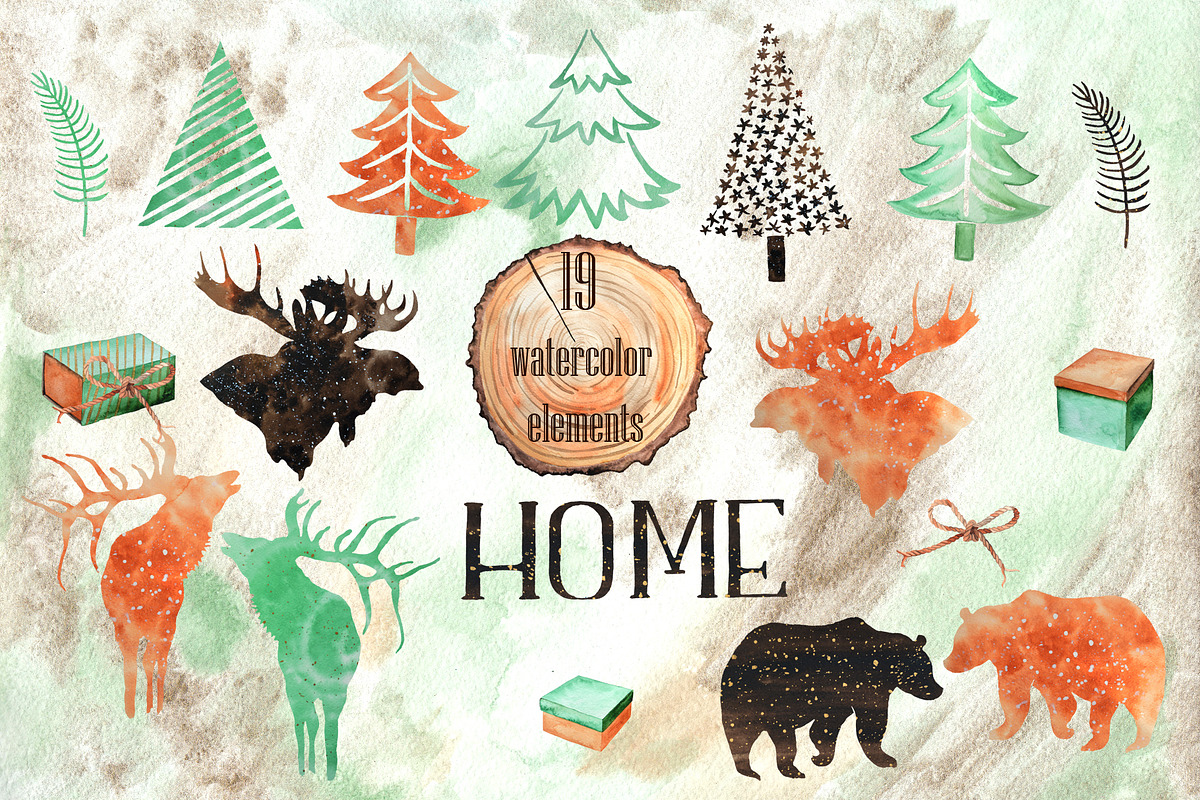 Watercolor Eco Christmas set, an Object Graphic by Ana-Sakuta (Photo 3 of 10)