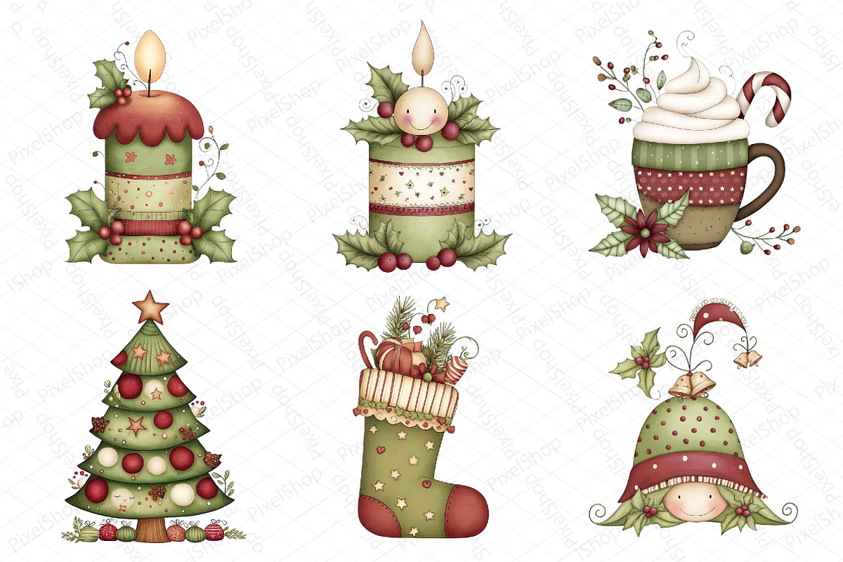 Cute Christmas Clipart Bundle, an Illustration by DreamPrint404 (Photo 6 of 6)