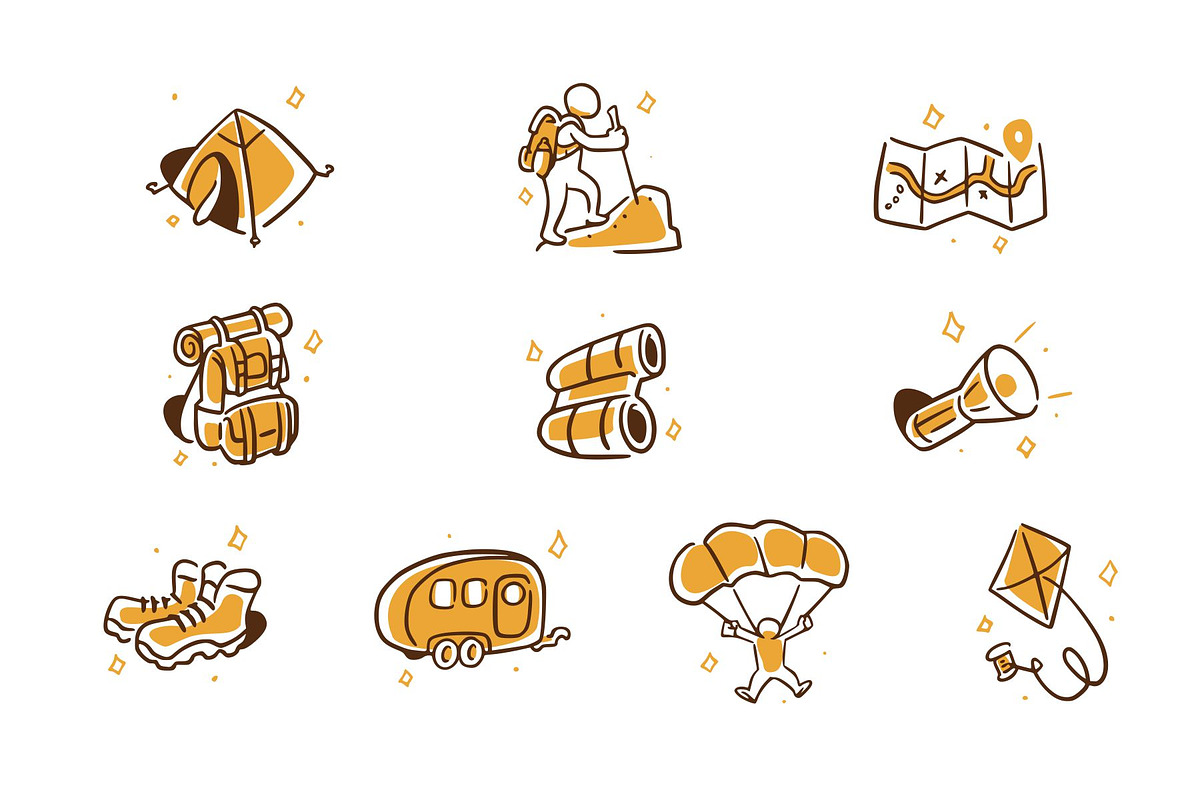 Outdoor Activities Doodle Icon Set, an Object Illustration by SLAB! Design (Photo 2 of 3)