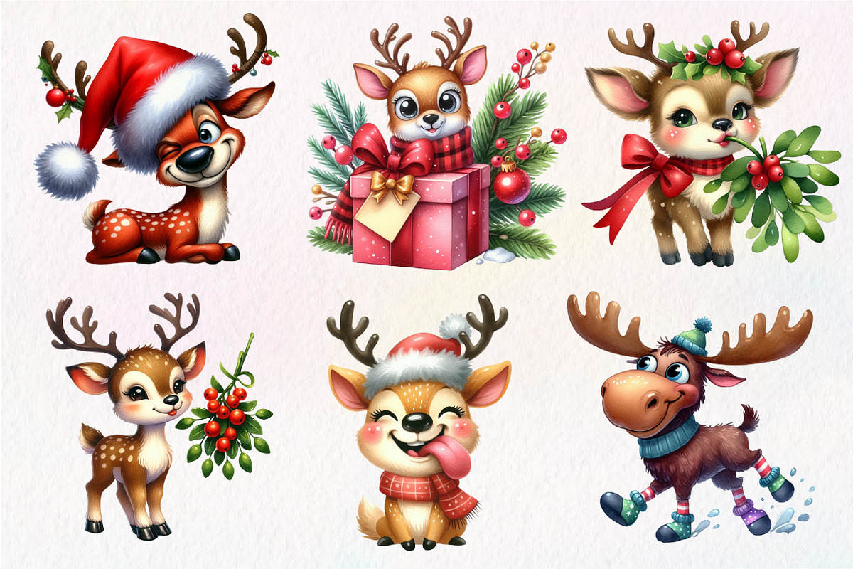 Quirky Reindeer Funny Moose Clipart, an Illustration by Dream Creation (Photo 7 of 7)