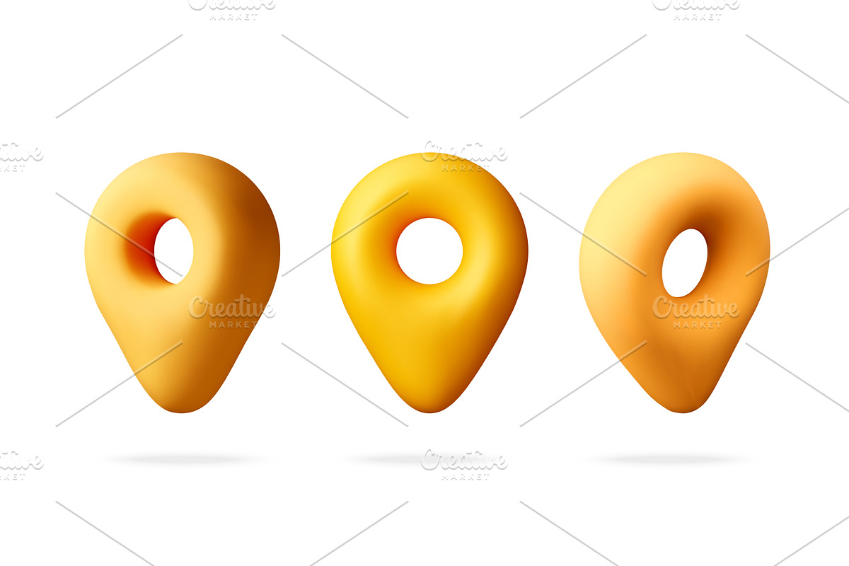 Set of 3D yellow location pins, an Object Illustration by Abscent