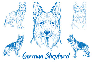 German Shepherd Illustration Bundle, an Animal Illustration by MkStudio